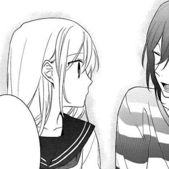 动漫情头|自截堀与宫村黑白漫画情侣头像