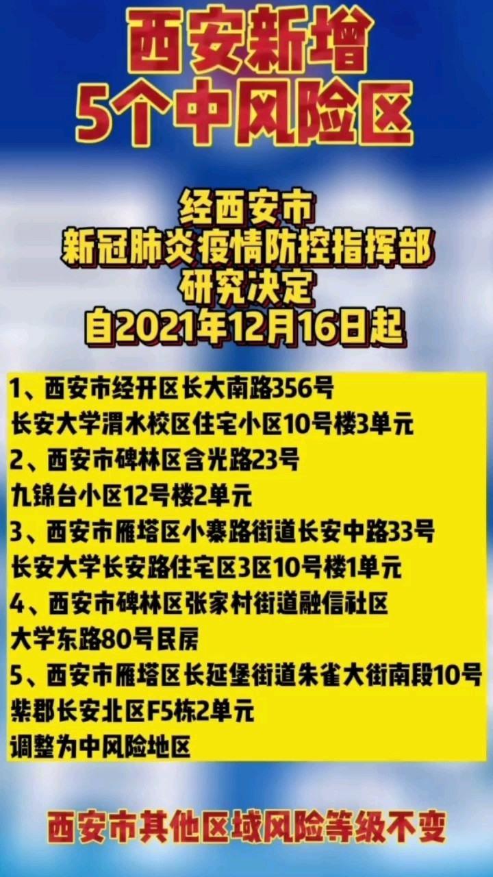 西安新增5个中风险地区
 ,西安新增5个中风险地区名单