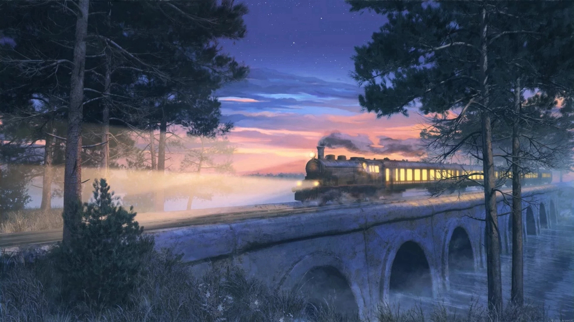 唯美意境动漫风景插画桌面壁纸