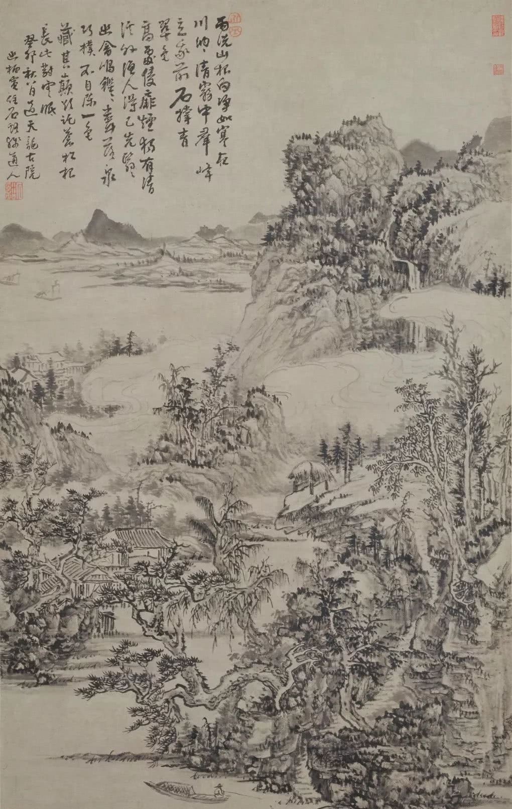 雨洗山根图 髡残 中国名画鉴赏语音讲解 看点快报