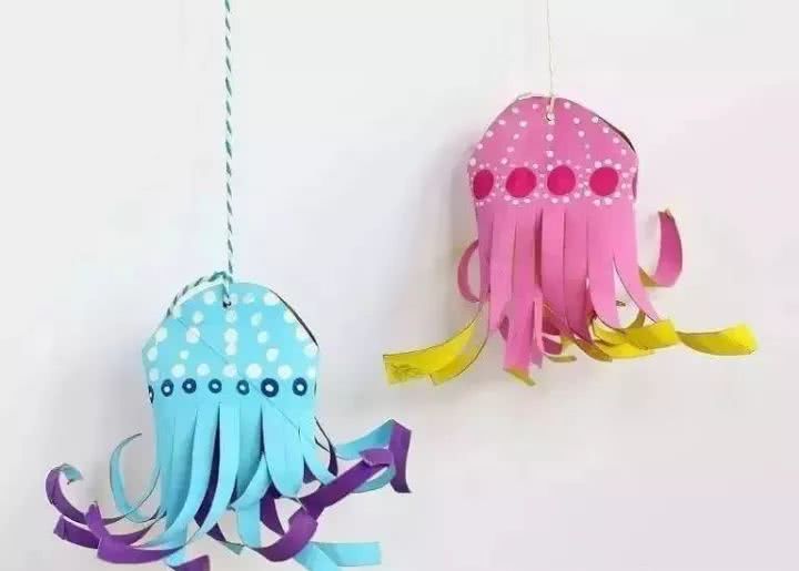 纸盘,手工,海洋,亲子手工,皱纹纸,水母,海洋世界