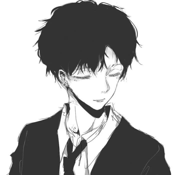 动漫男头|黑白系忧郁伤感男生头像