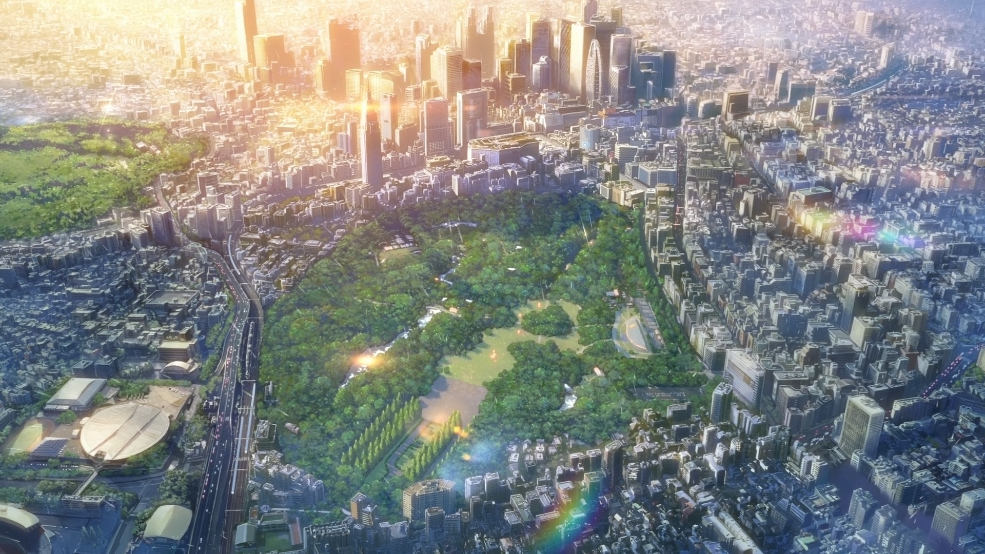 动漫夕阳风景插画桌面壁纸