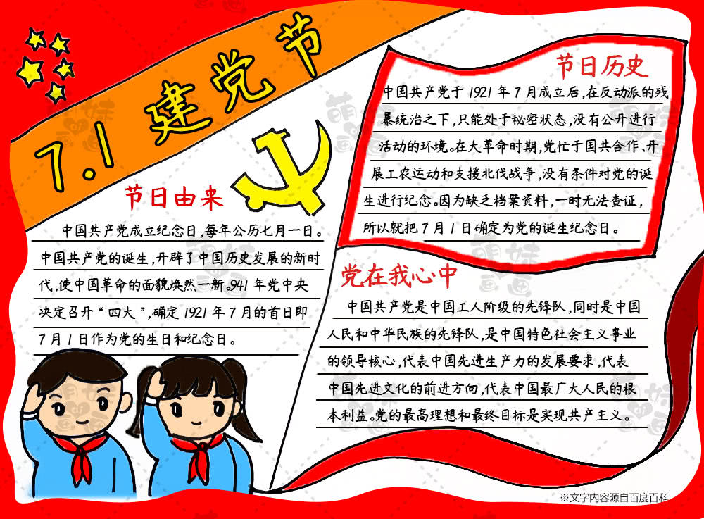 71建党日手抄报模板,含文字内容哦!