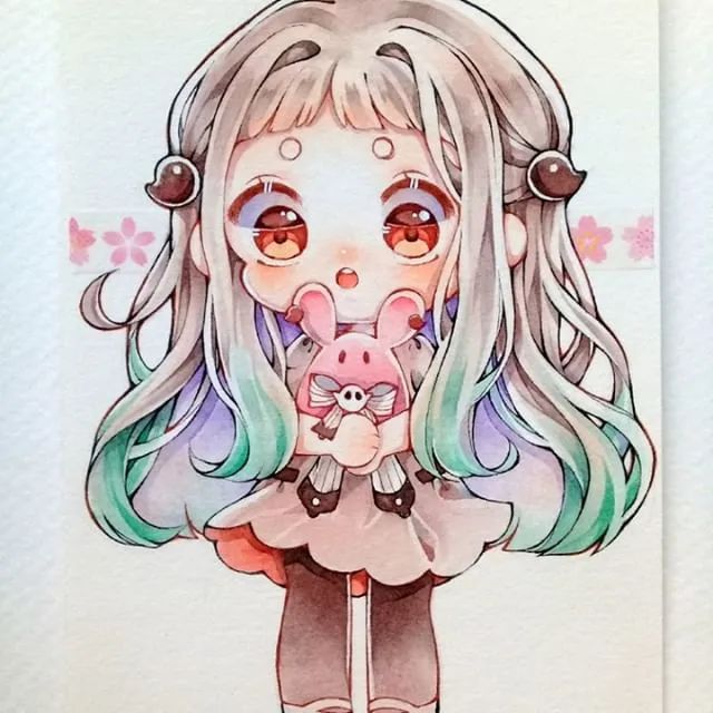 【水彩q版】超萌的一组卡通动漫人物插画手绘上色