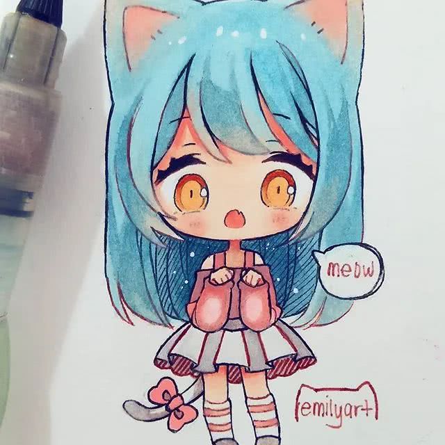 【马克笔彩铅q版】新手入门超可爱动漫人物手绘素材