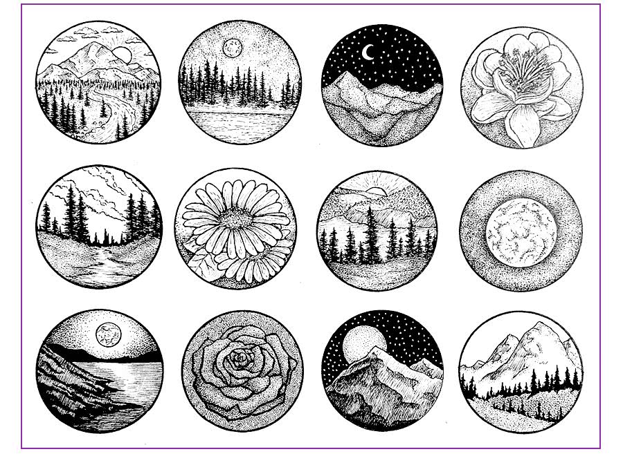 以点为线的黑白装饰画