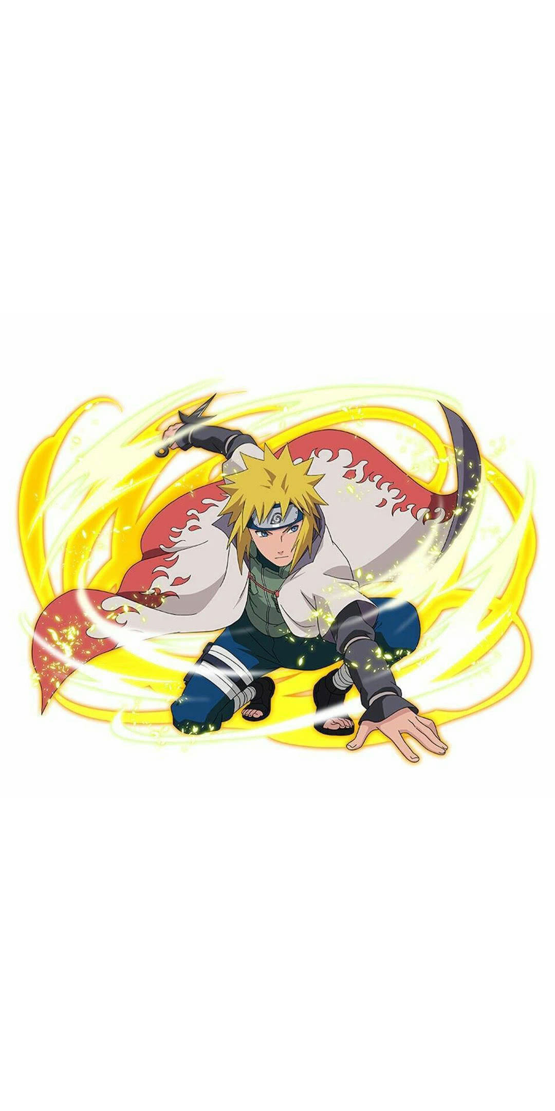 手机壁纸 火影忍者黄色闪光波风水门手机壁纸 纯白背景壁纸 看点快报