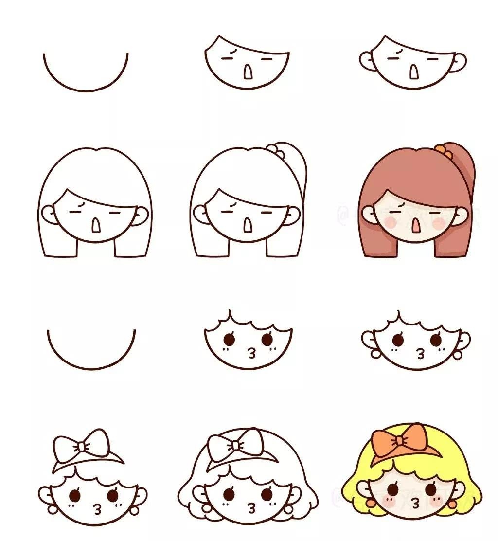 01 小人物头像简笔画来啦! 一步一步的跟着教程画,保证你1分钟学会