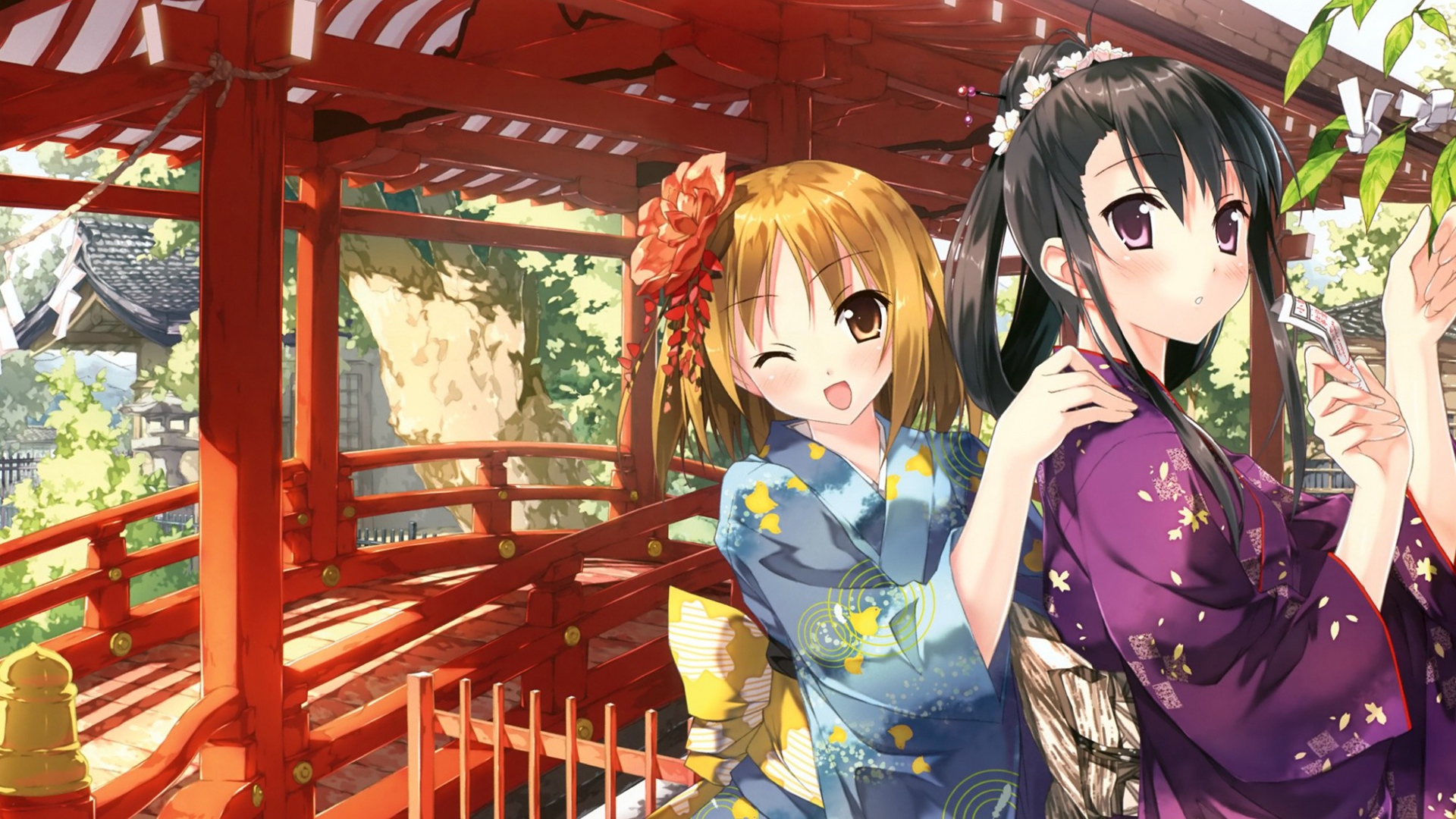 动漫和服少女唯美插画桌面壁纸