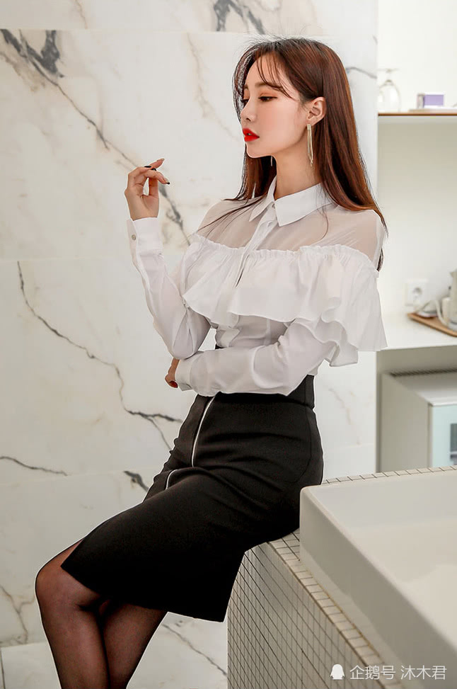 美女秘书职业装穿搭,腿细就是好看