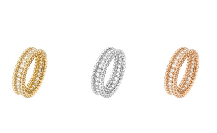 van cleef & arpels 梵克雅宝 perlée diamonds系列戒指,钻石,18k