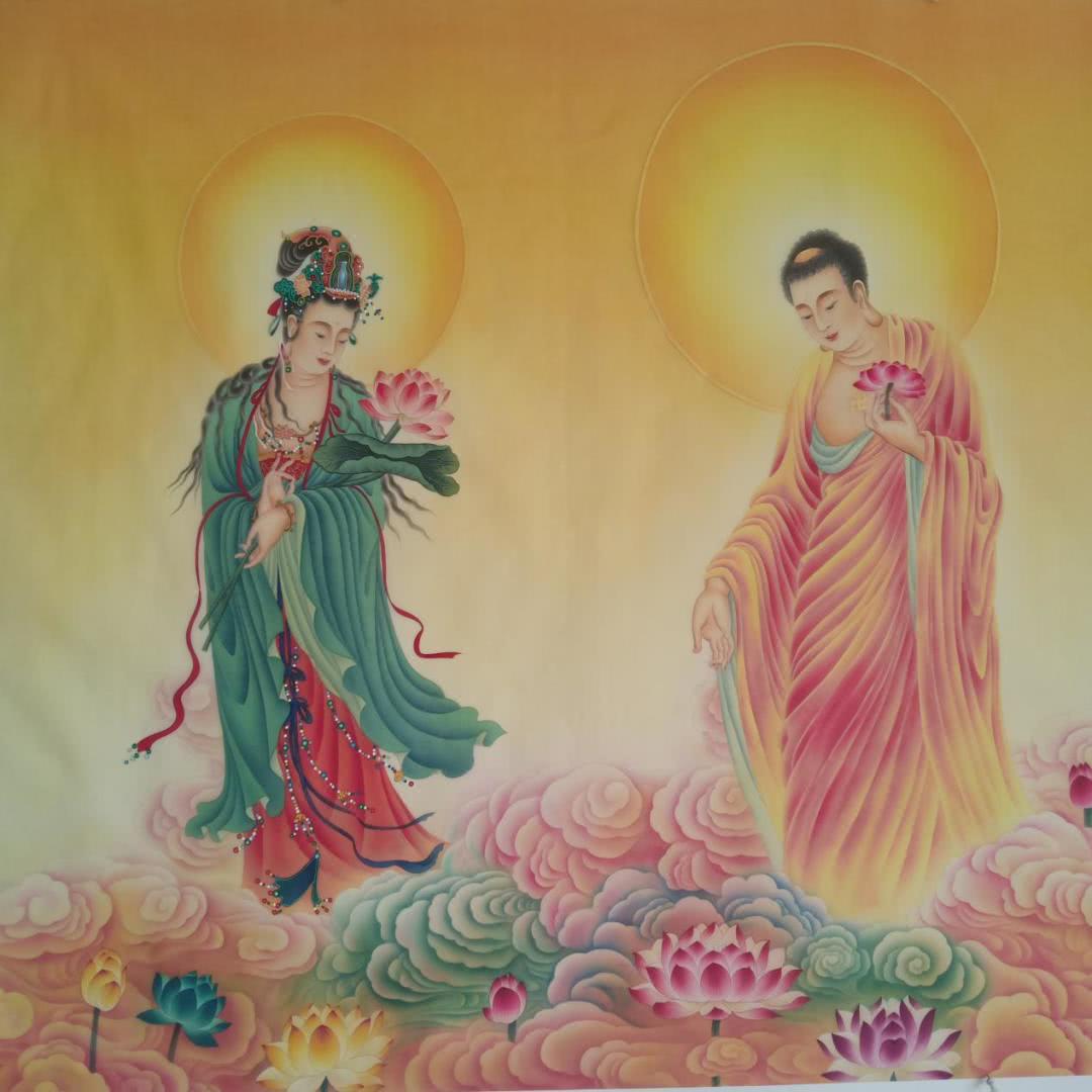 董丽霞老师工笔作品《西方三圣》赏析