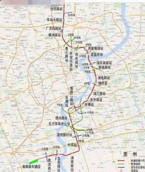 上海地铁19号线:宝山～静安～虹口～浦东新区～徐汇