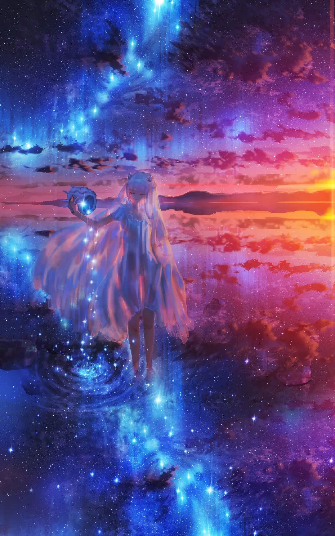 【插画师作品】第216期:p站插画师ナコモ笔下梦幻绝美的星空少女插画