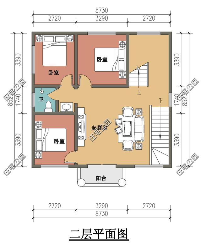 农村建房占地面积80至100平米,房屋方正三层带露台,该怎么设计?