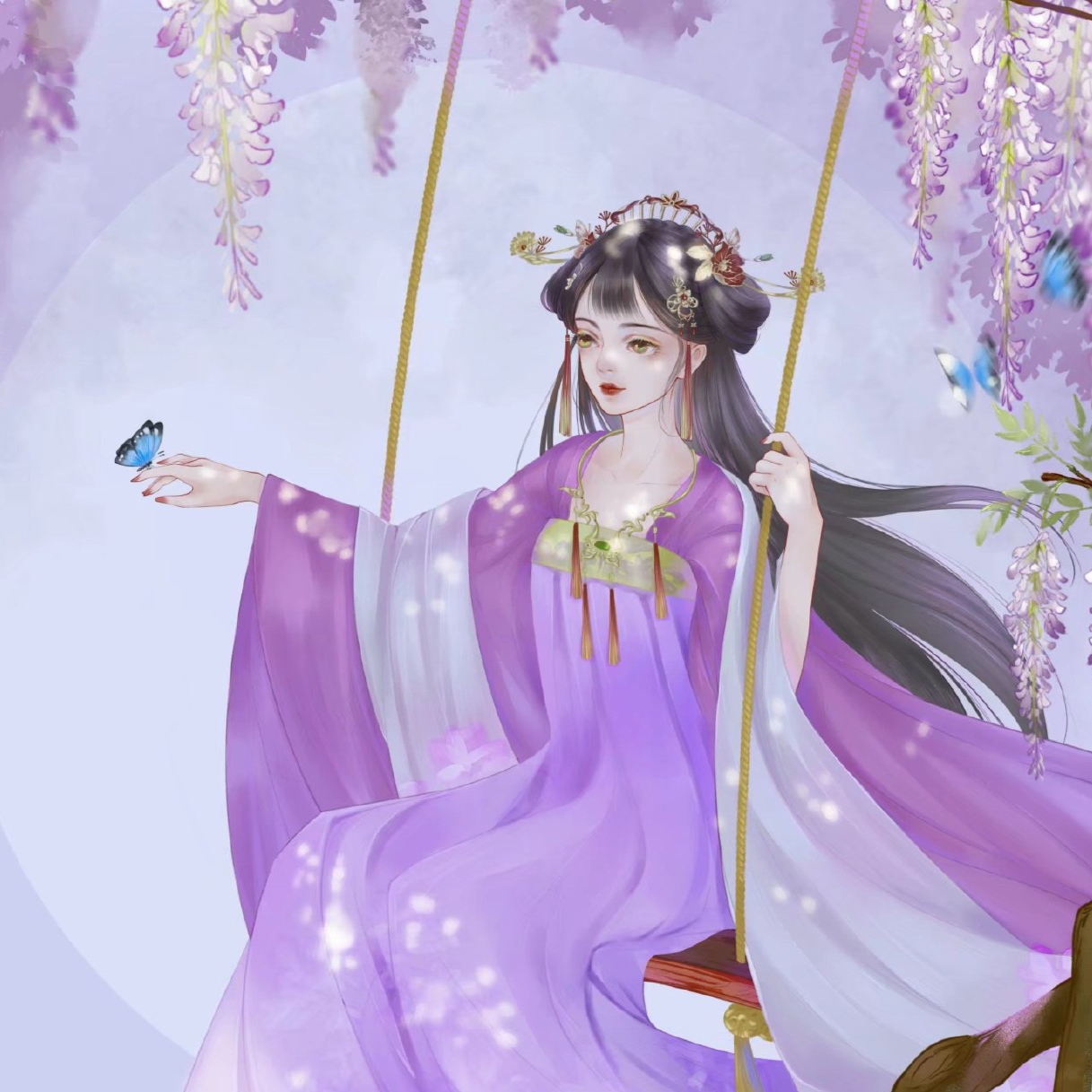 紫色系古风头像——梦醒人间看微雨,江山还似旧温柔