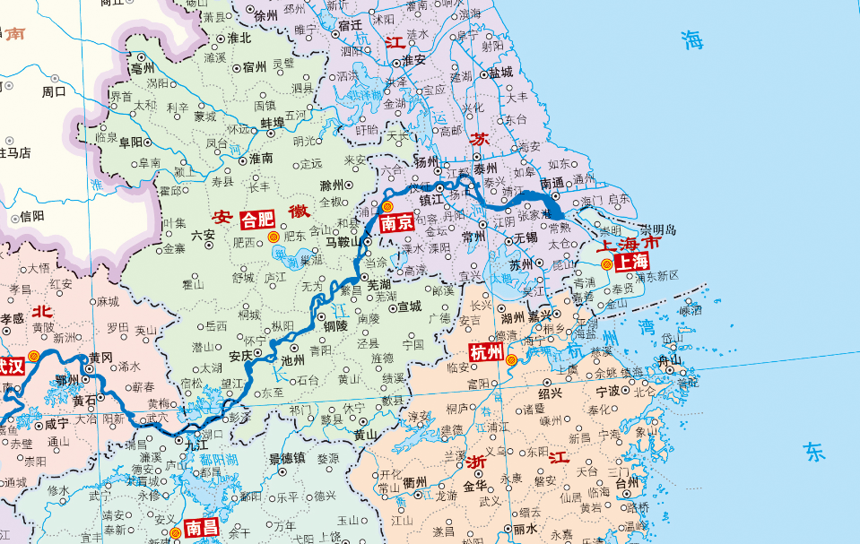 江苏,浙江,安徽,上海,三省一市合起来就是长三角地区,区域面积合计35.