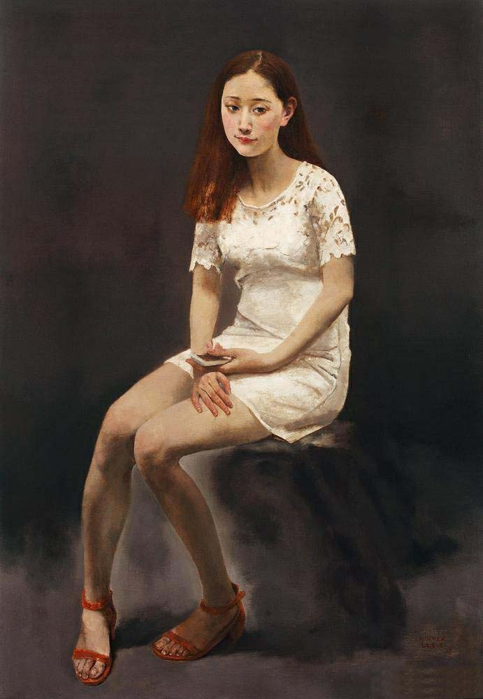 沉静的少女——刘文人物油画作品欣赏(图)