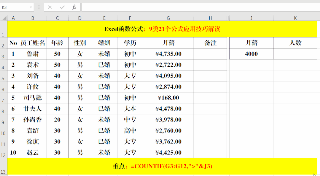 excel工作表中最常用的9类21个函数,动图演示,中文解读!