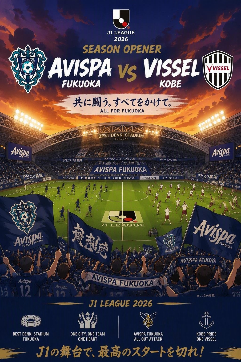 福冈黄蜂vs神户胜利船 J1揭幕战