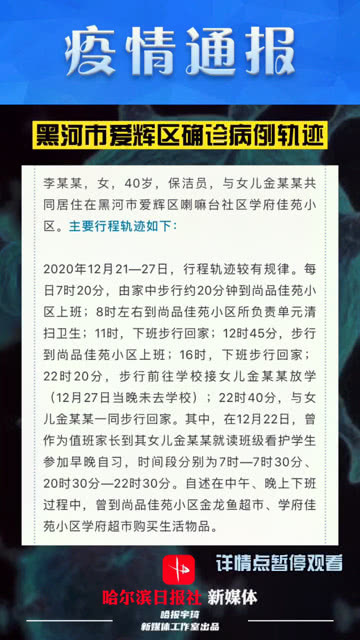 【黑龙江黑河现1例确诊
 /黑龙江黑河确诊病例情况】