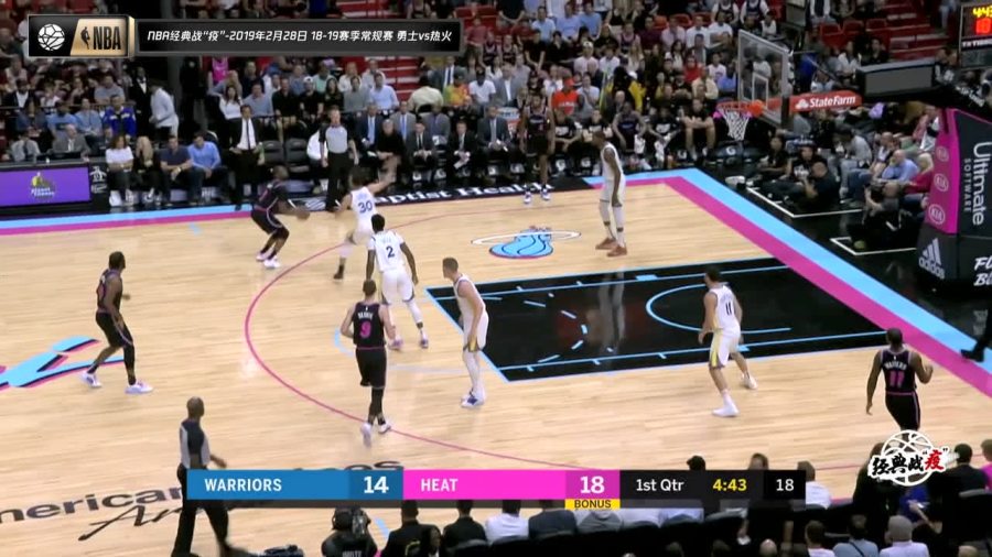 勇士三分雨浇灭热火取4连胜