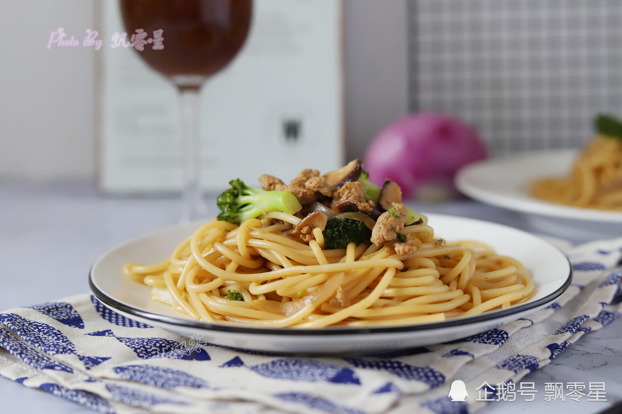 意面,意大利面,肉末,香菇,西蓝花