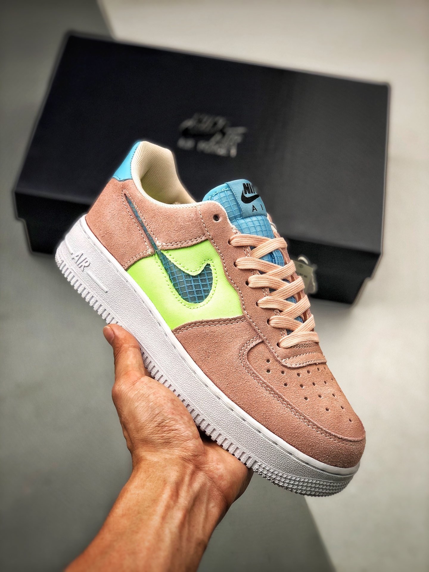仙女配色!af1 空军一号蓝绿粉拼色开箱测评!