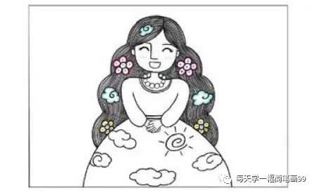 每天学一幅简笔画-妈妈的新衣服线描绘画步骤