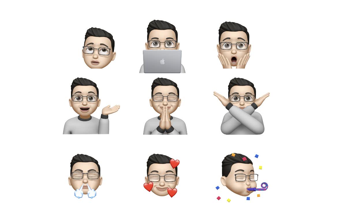 全新memoji登场 这次版本中加入了9个新的memoji,包括生气,看上去,打