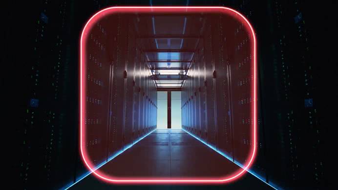 超级科幻的场景,无尽长廊,与红外线.