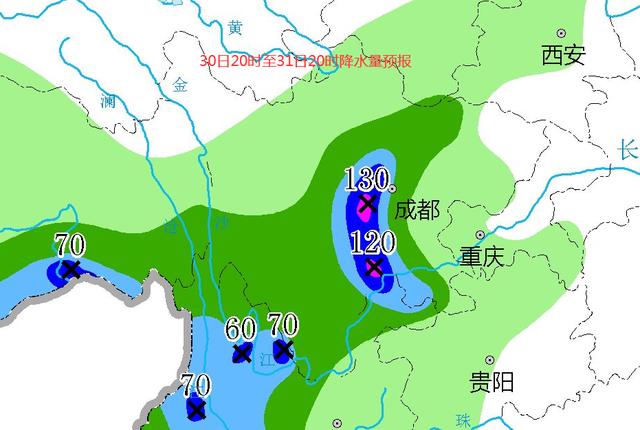 四川确认了大范围雨水即将启动大到暴雨大暴雨预报分布如下