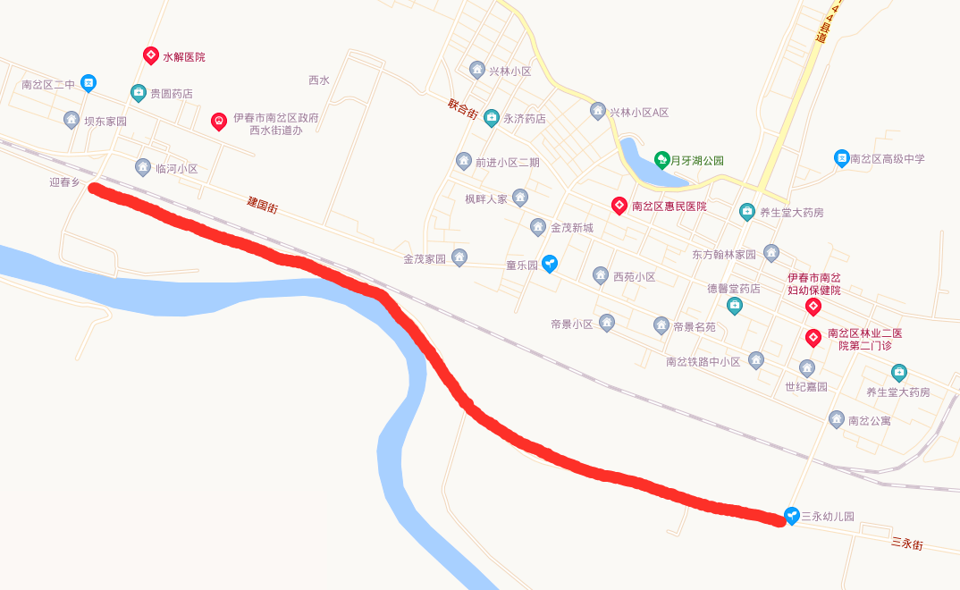 2,通河路与迎先公路交汇处(太平森林公园)至迎先公路与嘉临公路交汇处