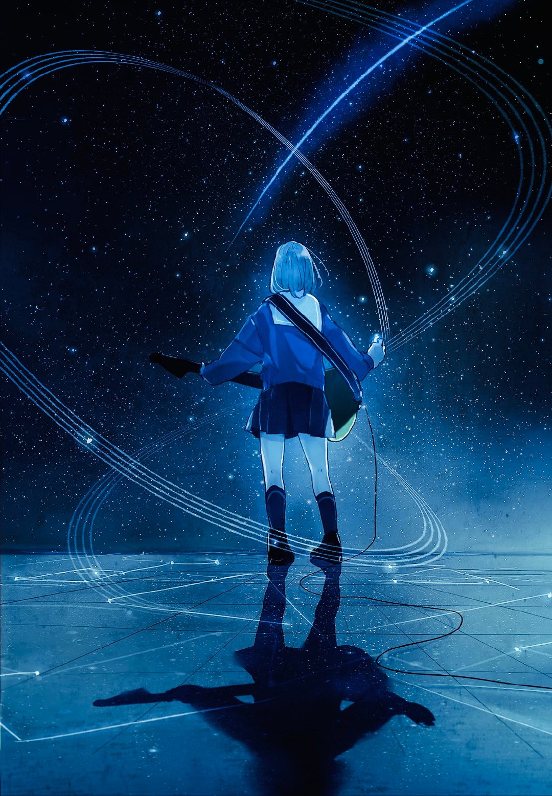 静谧浪漫的唯美场景插画干净又忧郁的蓝呼吸感很强