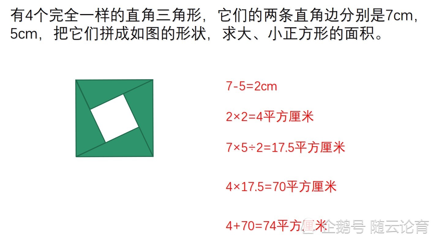 面积问题 求大 小正方形的面积