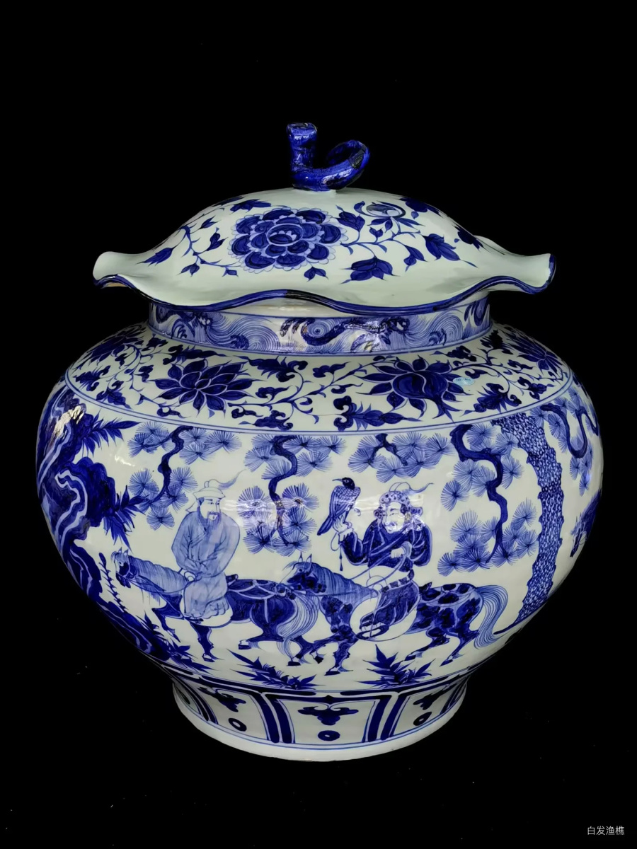 中国古美術・明永楽款青花龍紋瓶・青花磁・純手描き・陶芸・花瓶